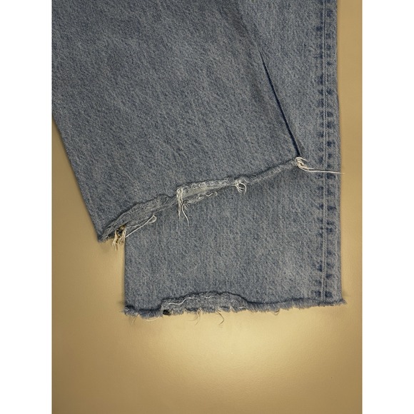 Zara The 90s Wide Full Length High Rise Raw Hem Frayed Jeans Size 6 / 28 READ - Picture 11 of 12